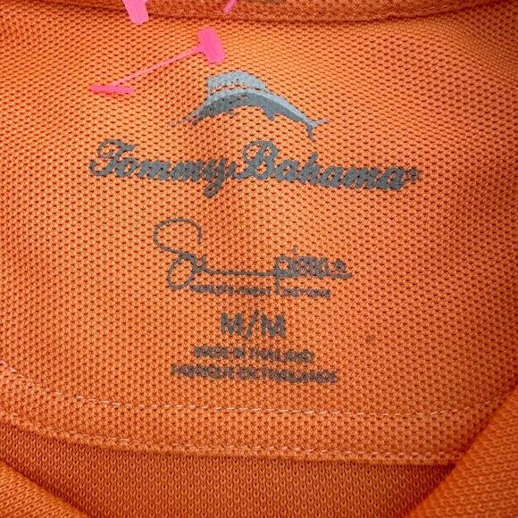Tommy Bahama Men's Supima Orange Short Sleeve Polo Shirt Size Medium Golf Causal - Picture 5 of 5